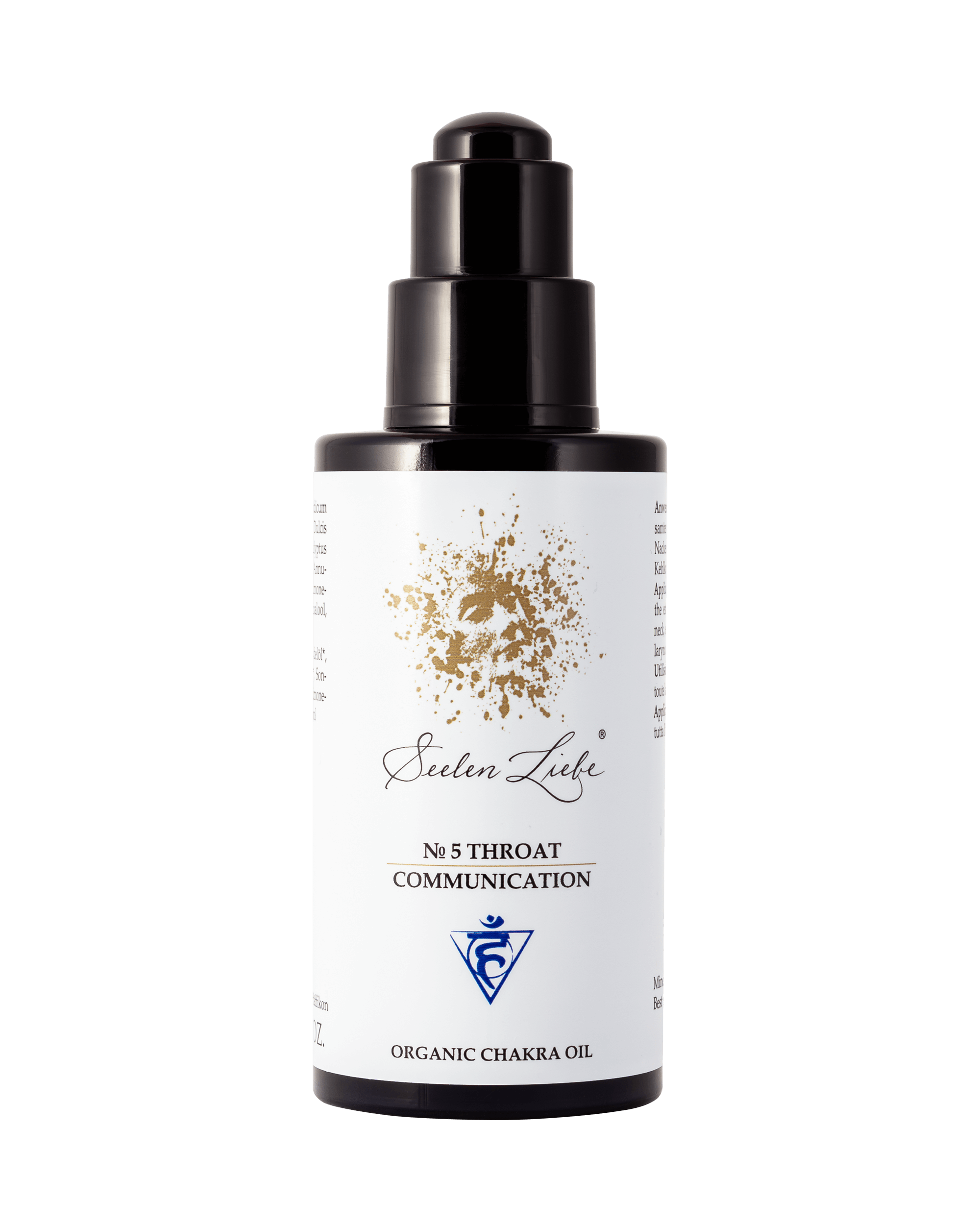 Produktfoto des SeelenLiebe Chakra Kosmetik Öls № 5 Throat Communication von vorne.